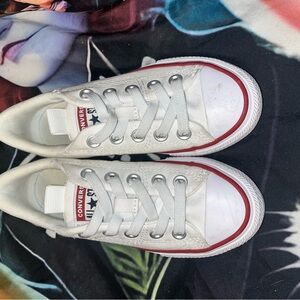 Converse White Sneakers with Red Trim